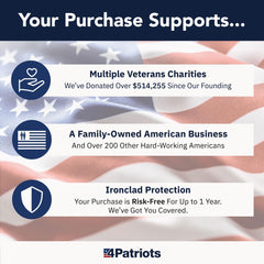 Patriot Power Greens veteran-developed badge emphasizes trusted nutrition.