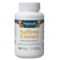Bottle of Pattern Wellness Saffron Extract with label