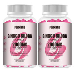 Patxans Ginkgo Biloba Gummies hero image displaying the product bottle and packaging