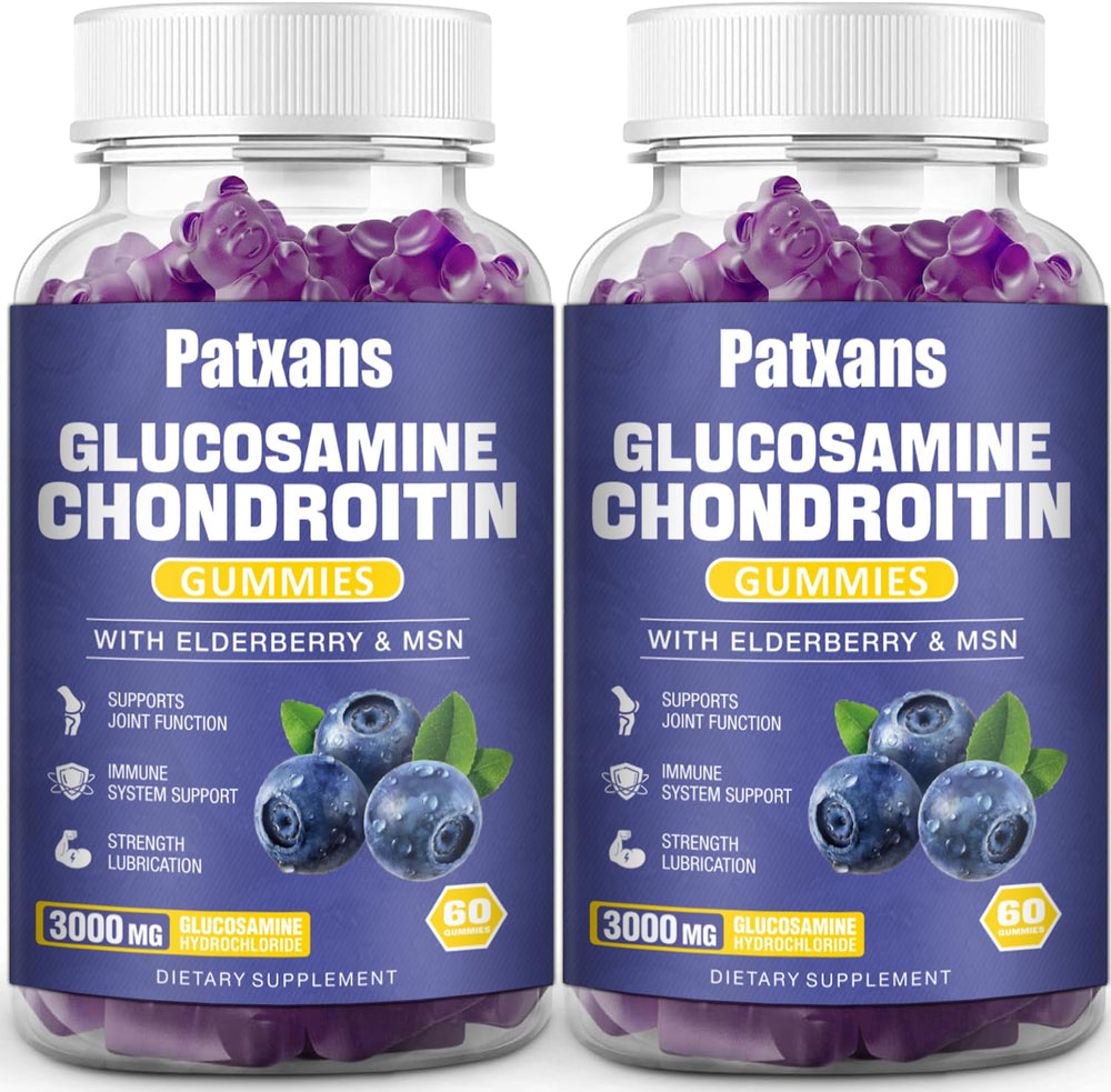 Patxans glucosamine chondroitin gummies front view with bottle