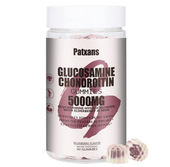 Patxans glucosamine chondroitin gummies blueberry flavor bottle front 60 count