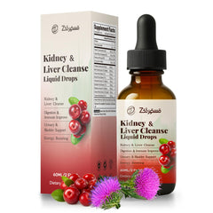 Pavintrix Kidney Cleanse Drops bottle pours cranberry extract for urinary support.