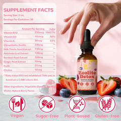 Serving suggestion showing drops being added to a glass of juice