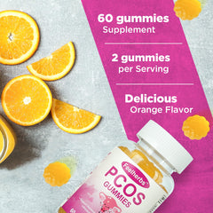 Orange-flavored PCOS Gummies close-up of gummies