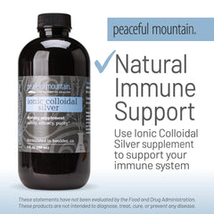 Peaceful Mountain Ionic Colloidal Silver bottle with cap and packaging