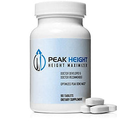 Peak Height bottle with tablets on white background