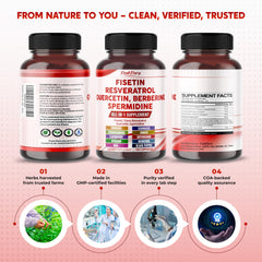 Packaging and box design of PeakPury Fisetin supplement