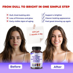 Illustration of PeakPury ingredient blend including NAD+, Trans-Resveratrol and antioxidants