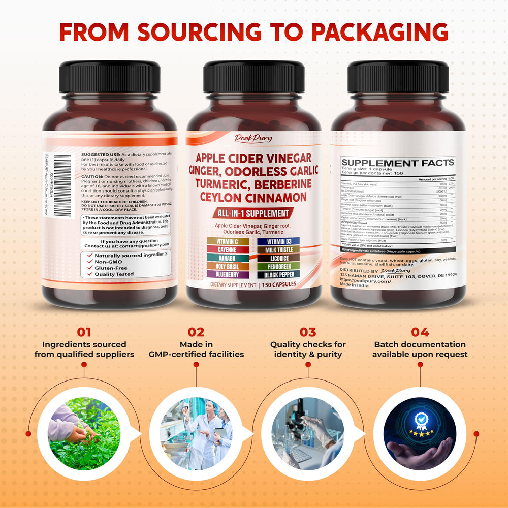 PEAKPURY supplement facts label highlighting ingredient transparency