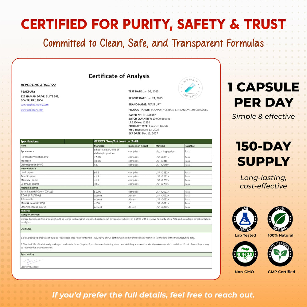 PEAKPURY bottle with 150 capsules and packaging