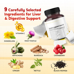 Supplement facts panel for PeakPury Ultra Dandelion