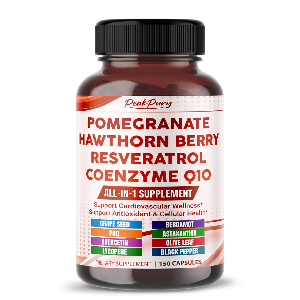 Product hero image of PEAKPURY Ultra Pomegranate Hawthorn Resveratrol CoQ10 bottle