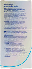 Close-up of Pearl Drops Ice White Freshmint Boost label on tube