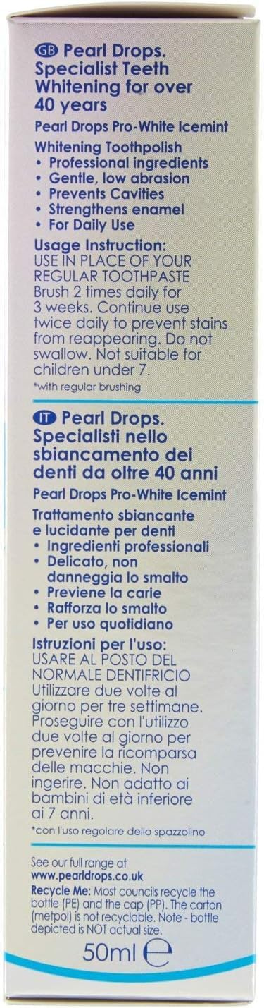 50ml Pearl Drops Ice White Freshmint Boost tube with cap