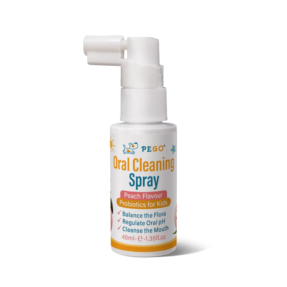 Smiling child after using PEGO Kids Oral Spray