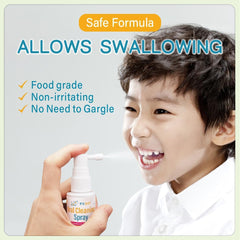 Illustrated usage steps for PEGO Kids Oral Spray