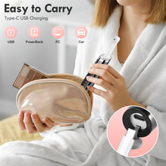 Person adjusting speed mode on Pelzzle Tooth Polisher