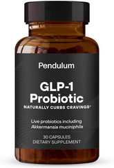 Pendulum GLP-1 Probiotic bottle with label showing 30 capsules