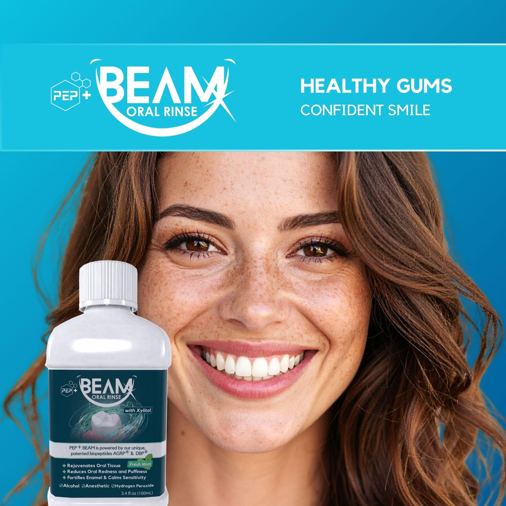 Gum health and support with PEP+ BEAM Mouthwash