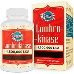 Pepeior Lumbrokinase 200mg bottle with 1.5M LKU, 90 capsules