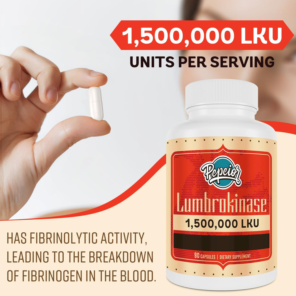 Label with supplement facts for Pepeior Lumbrokinase