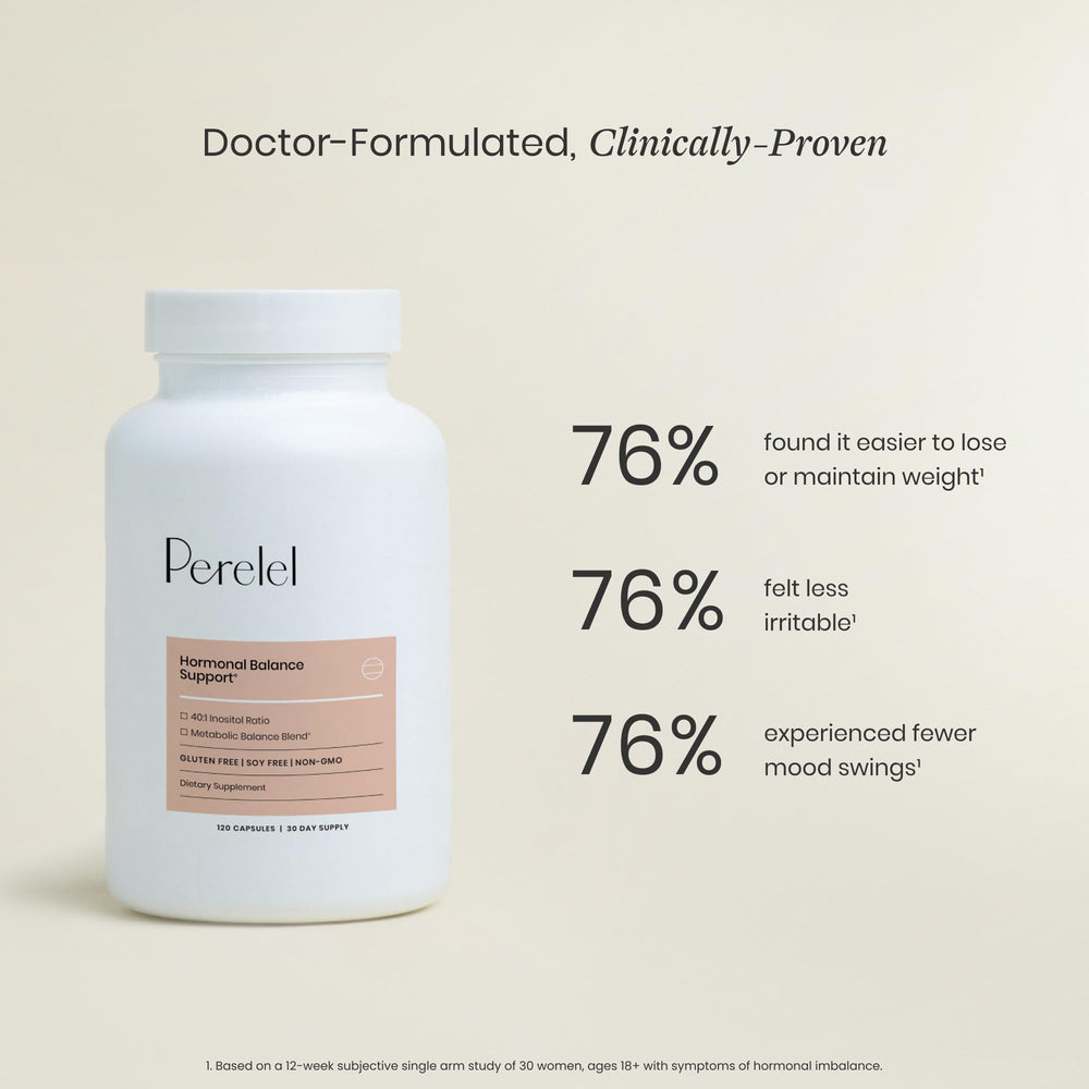 Arrangement of berberine, DIM and ALA ingredient visuals with Perelel branding