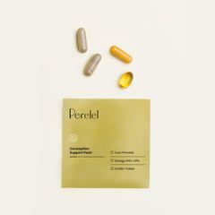 Two prenatal capsules and COQ10 with folate capsule in daily Perelel pack