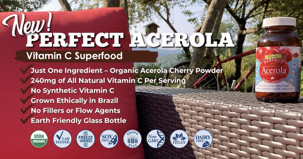 Ingredients and certifications for Acerola Powder 156 g