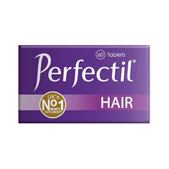 Healthy hair close-up with Perfectil branding