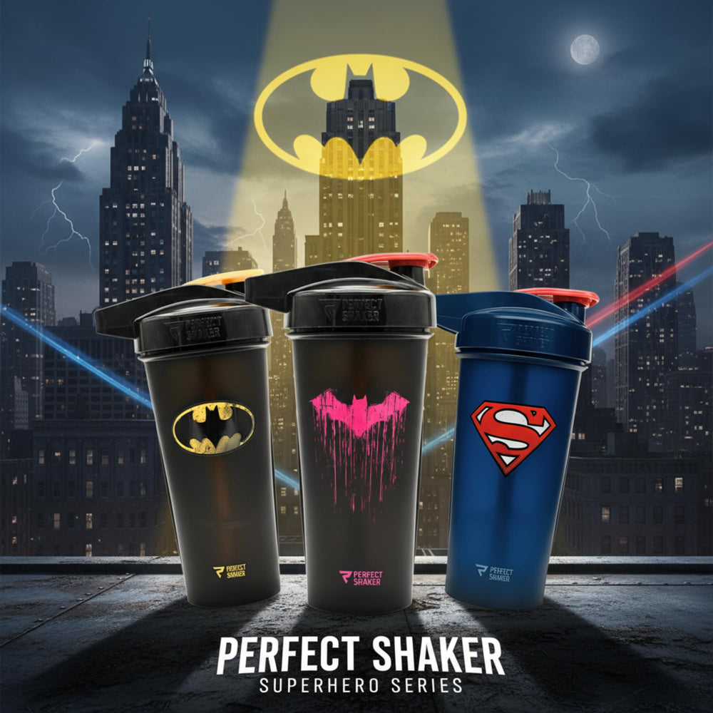 Leak-proof lid with integrated handle on Batman shaker