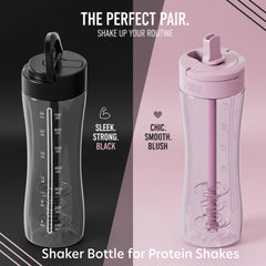Side view of PerfectShaker LUMA 28oz black shaker bottle