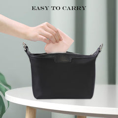 Cloths stored flat in a tablet case or purse