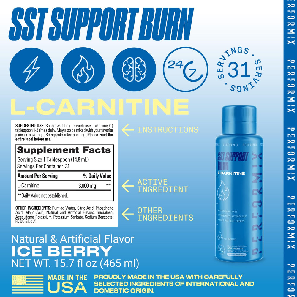 PERFORMIX SST Boost label close-up signals clean stimulant-free energy for daily routines.