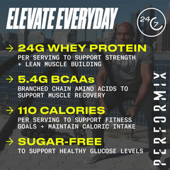 PERFORMIX vanilla whey powder scoop illustrating smooth mix with no clumps.