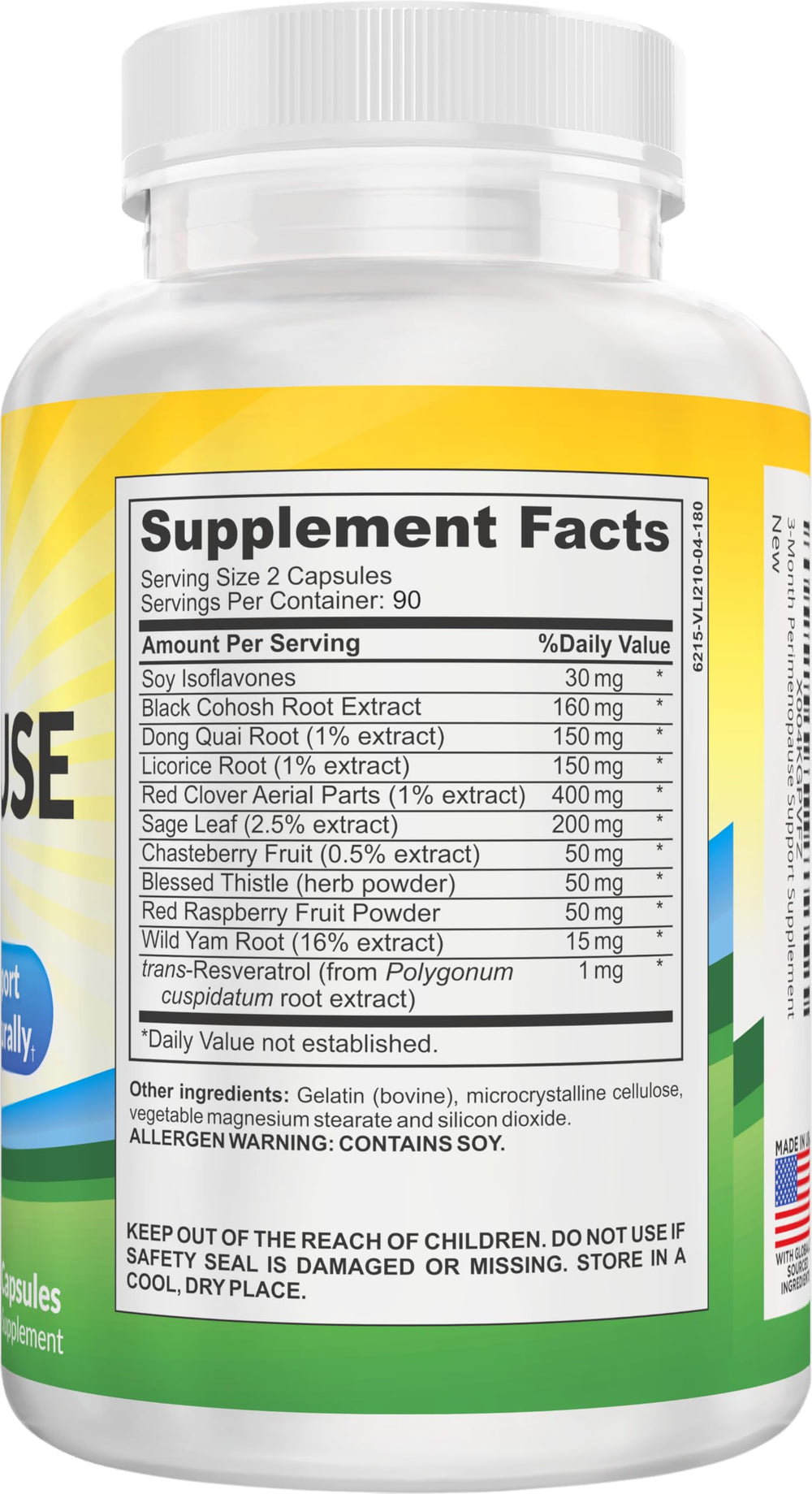 Close-up of ingredient list illustrating 11 herbs and extracts