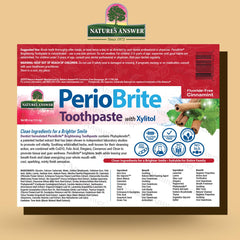 PerioBrite toothpaste showing whitening and brightening action
