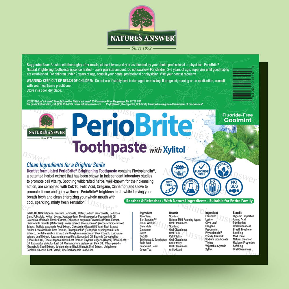 PerioBrite Cool Mint toothpaste 4 oz 2-pack back label