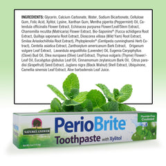 PerioBrite toothpaste ingredients highlighting CoQ10 and folic acid