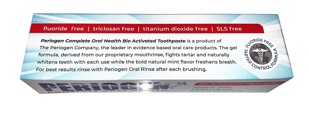 Pea-sized amount of Periogen toothpaste on a toothbrush