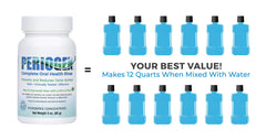 Mint flavored Periogen rinse close up