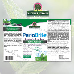 PerioBrite mouthwash ingredients: Co-Q10, Folic Acid, Oregano, Cinnamon, Clove