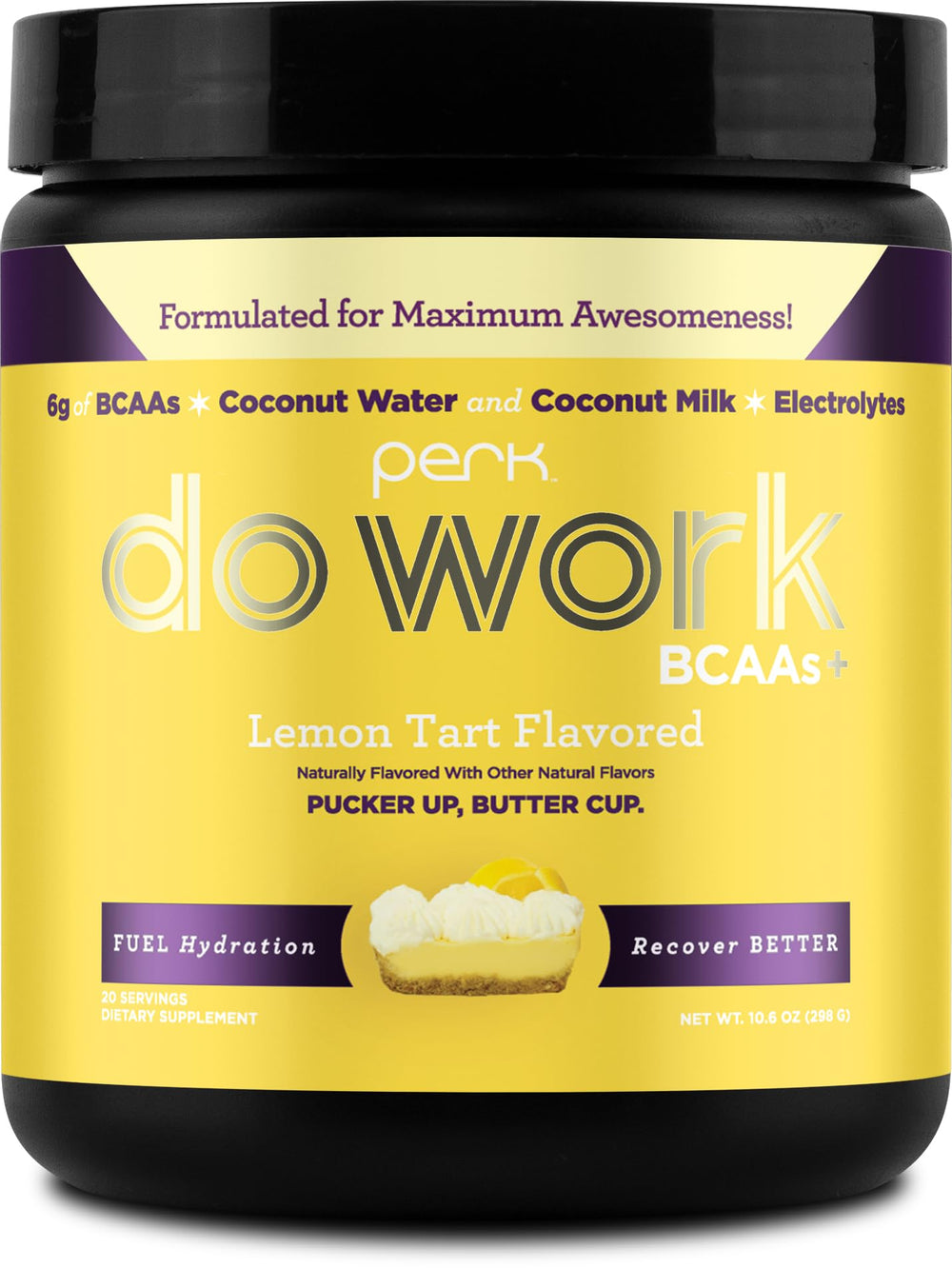 Perk BCAAs Hydration Electrolytes Lemon Tart bottle