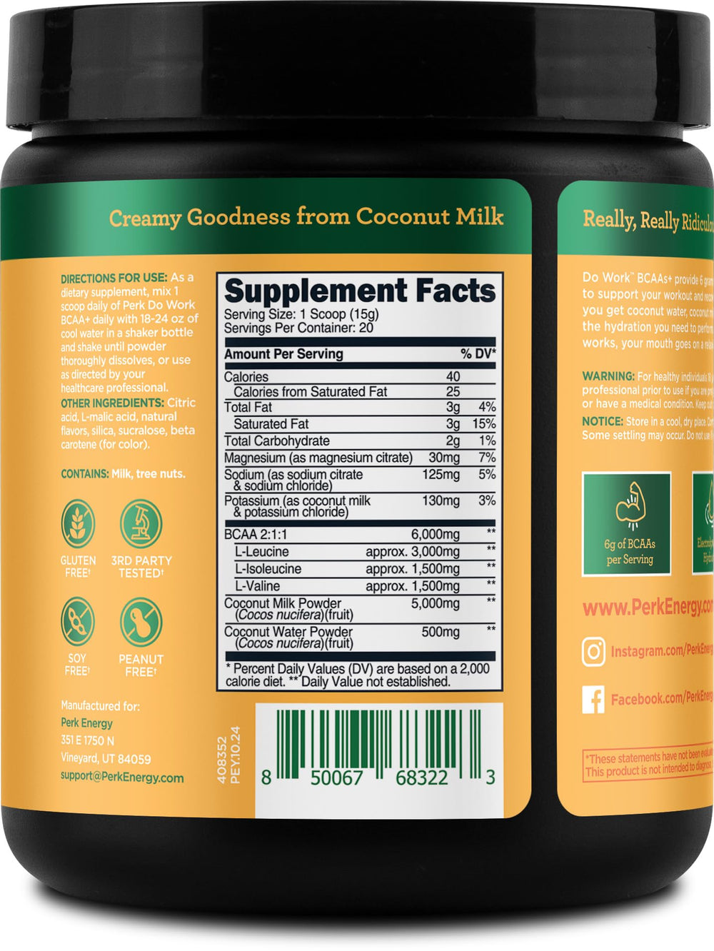 Hydration electrolytes and BCAAs ingredients