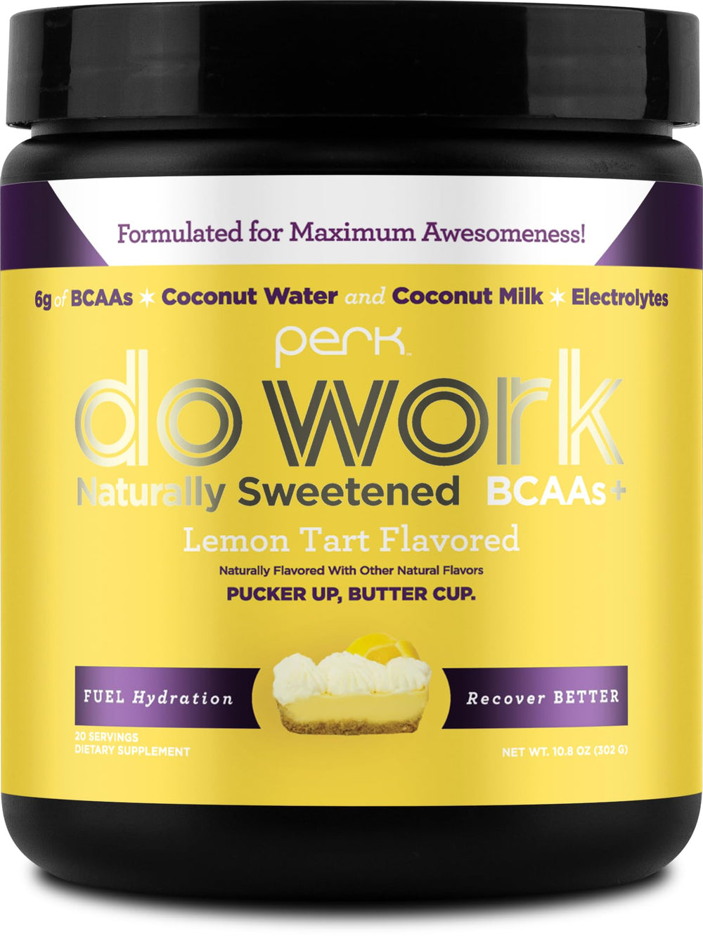 Packaging for Perk Do Work BCAAs + Hydration Electrolytes Lemon Tart