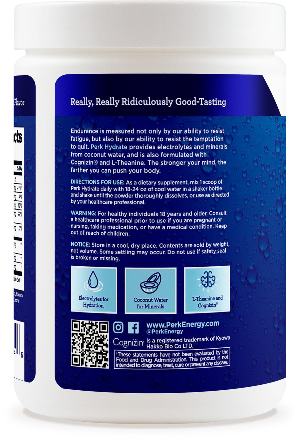 Blue raspberry electrolyte drink mix powder scoop