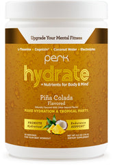 Perk Hydrate Pina Colada electrolyte drink mix container label with 30 servings