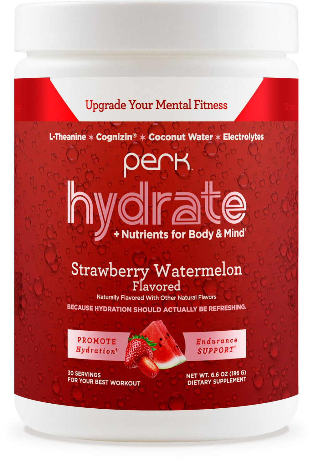 Perk Hydrate Strawberry Watermelon electrolyte drink mix powder - 30 servings