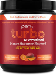 Perk Turbo Pre-Workout Powder Mango Habanero 20 Servings container