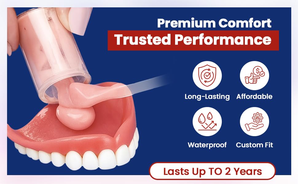 Denture securely in place with the reliner (no adhesive)