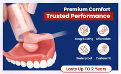 Denture securely in place with the reliner (no adhesive)